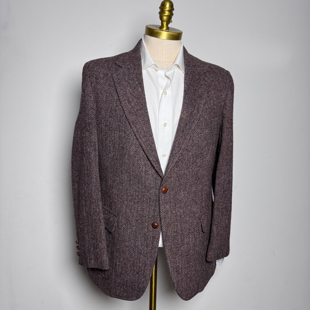 Redwood & Ross Sport Coat Mens 40R Brown Herringbone Harris Tweed Wool Blazer